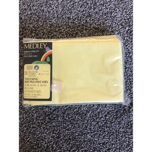 NEW Vintage Medley Yellow TWO STANDARD PILLOW CASES